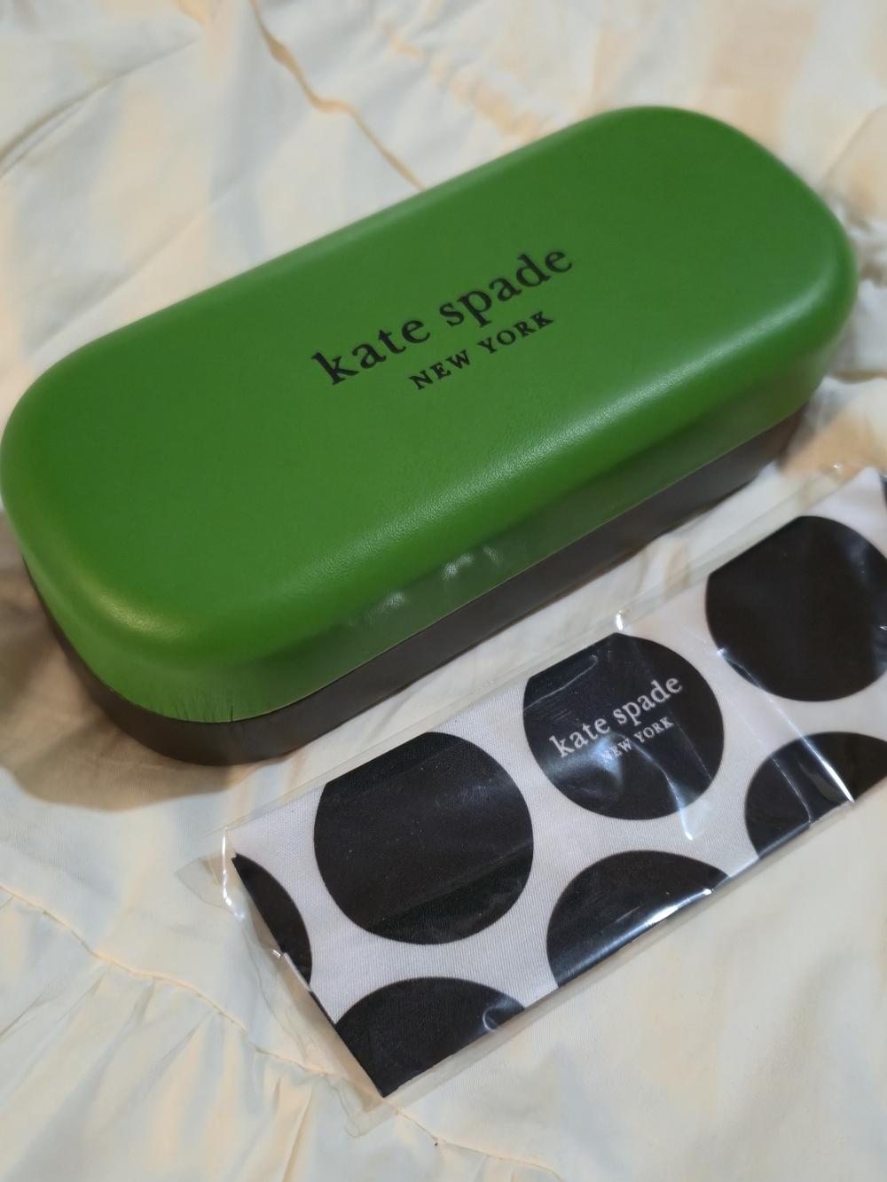 Kate Spade Green Eyewear Case with Polka Dot Cloth